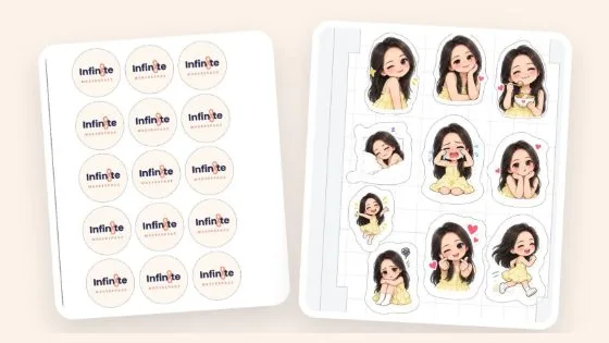 Sticker logo và sticker nhân vật làm tại workshop